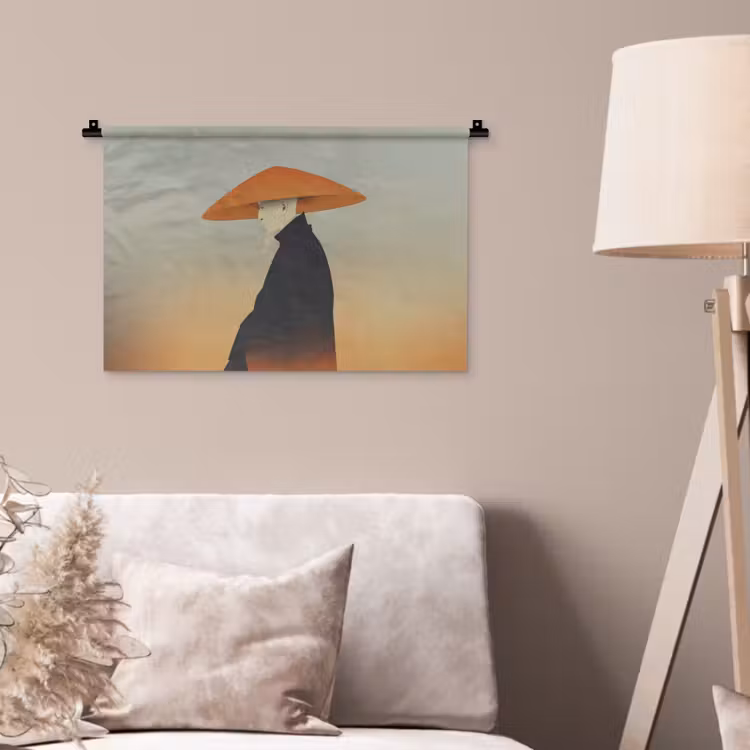 Minimalistisch - Silhouet - Oranje Wandkleed katoen klein -sfeer4