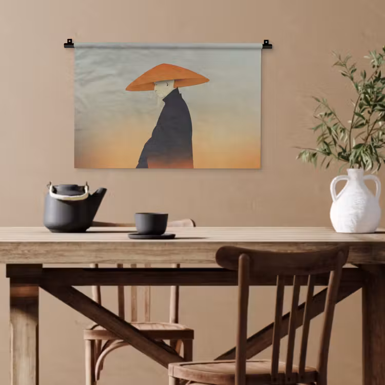Minimalistisch - Silhouet - Oranje Wandkleed katoen klein -sfeer6