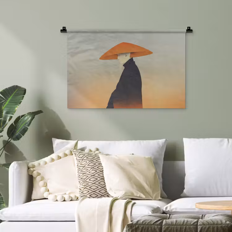 Minimalistisch - Silhouet - Oranje Wandkleed katoen klein -sfeer7