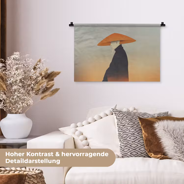 Minimalistisch - Silhouet - Oranje Wandkleed katoen klein -tsfeer1_DE