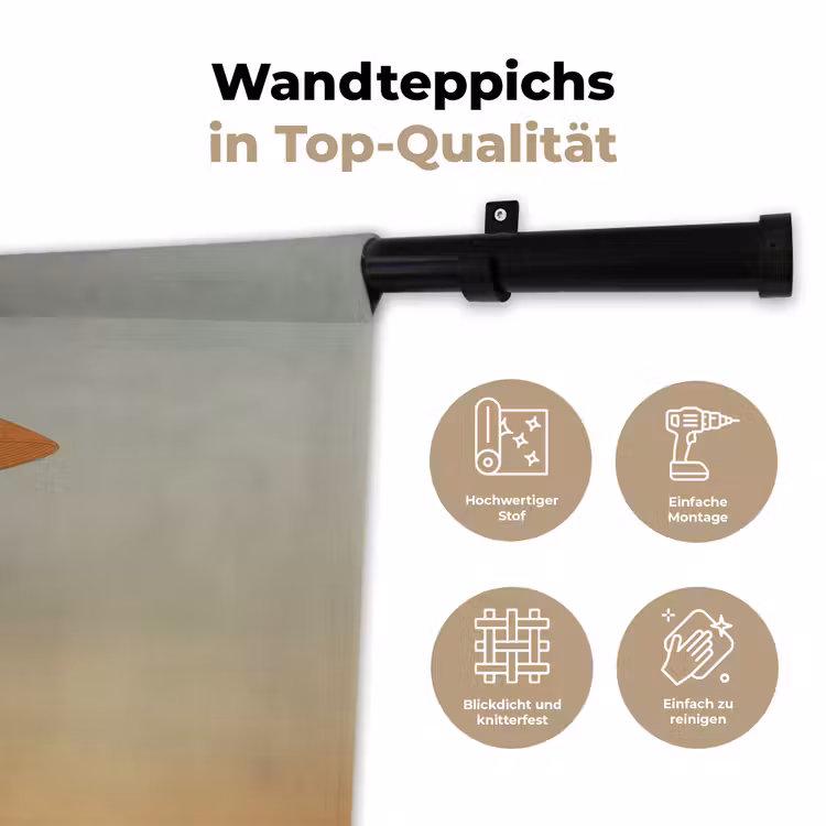 Minimalistisch - Silhouet - Oranje Wandkleed katoen klein -tsfeer2_DE