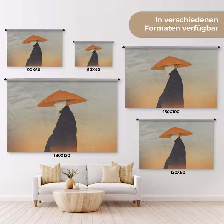 Minimalistisch - Silhouet - Oranje Wandkleed katoen klein -tsfeer8_DE