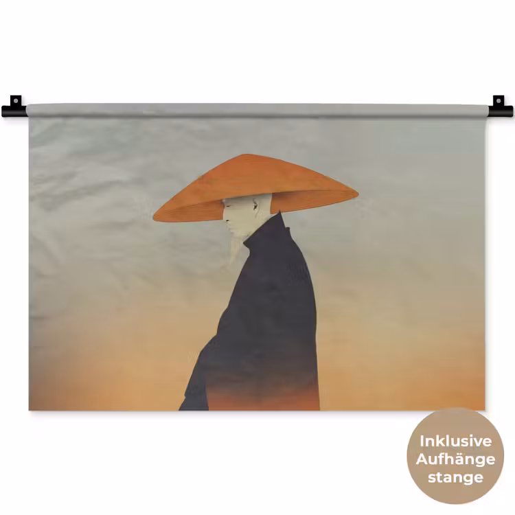 Minimalistisch - Silhouet - Oranje Wandkleed katoen klein -t3d_DE