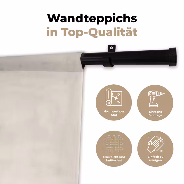 Minimalistisch - Zwarte boog - Gouden cirkel Wandkleed katoen klein -tsfeer2_DE