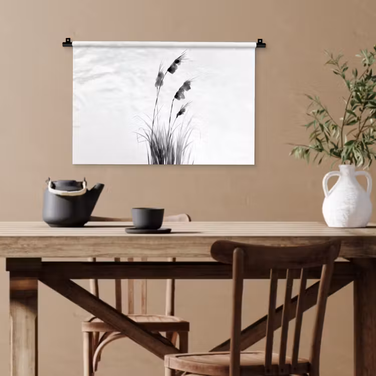 Minimalistisch - Stelen - Wit Wandkleed katoen klein -sfeer6