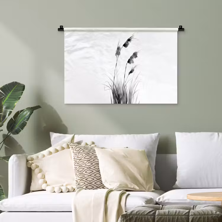 Minimalistisch - Stelen - Wit Wandkleed katoen klein -sfeer7