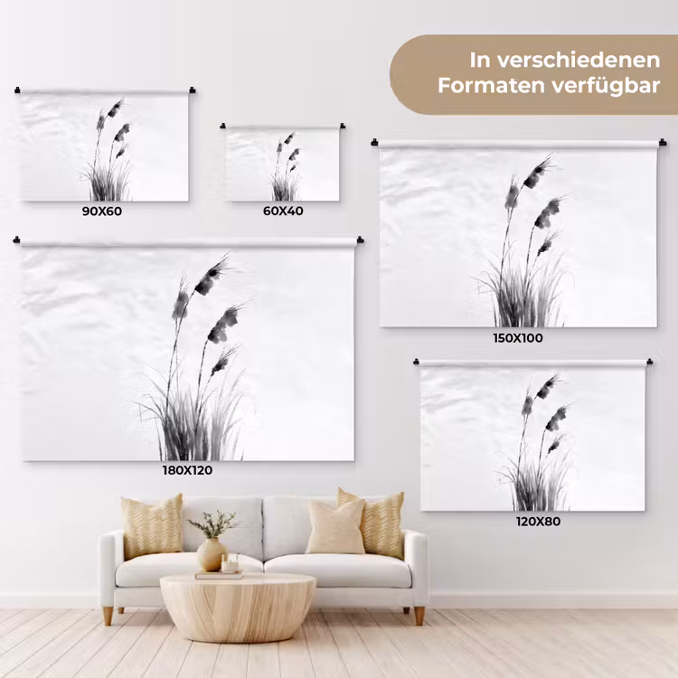 Minimalistisch - Stelen - Wit Wandkleed katoen klein -tsfeer8_DE