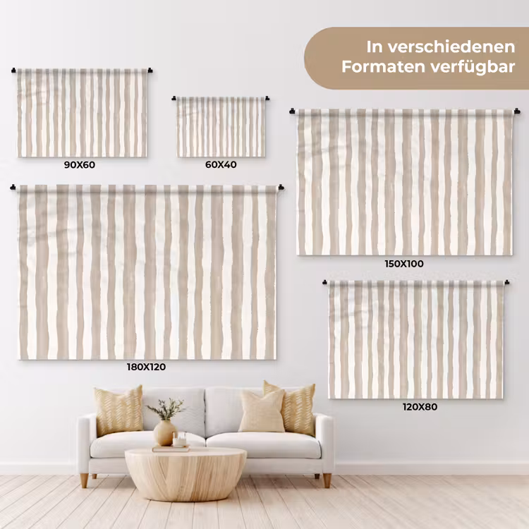 Minimalistisch - Strepen - Beige Wandkleed katoen klein 269 -tsfeer8_DE