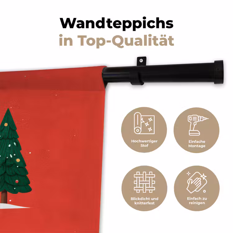 Minimalistisch - Kerstbomen - Rood - Sneeuw Wandkleed katoen klein -tsfeer2_DE