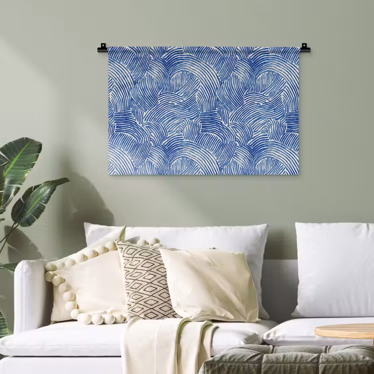 Modern - Abstract - Blauw Wandkleed katoen klein 269 -sfeer7
