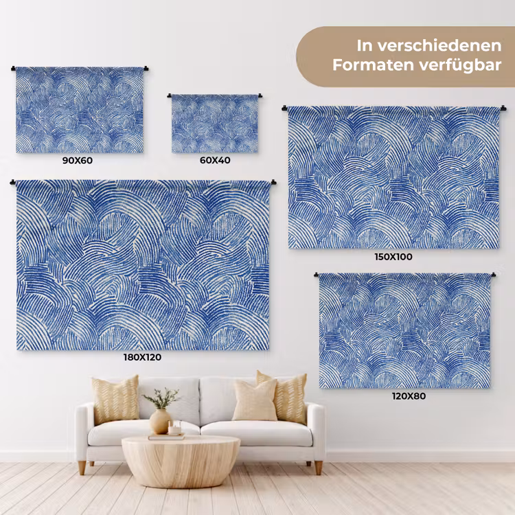 Modern - Abstract - Blauw Wandkleed katoen klein 269 -tsfeer8_DE