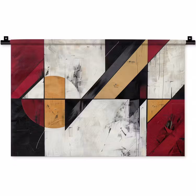 Modern - Abstract - Geometrisch - Rood - Industrieel Wandkleed katoen klein -zz3d