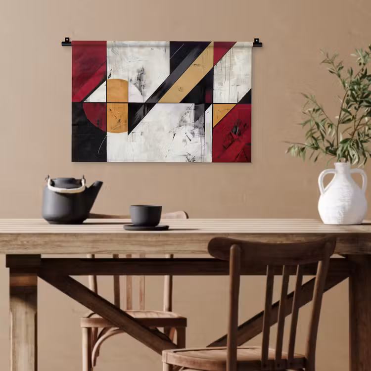 Modern - Abstract - Geometrisch - Rood - Industrieel Wandkleed katoen klein -sfeer6