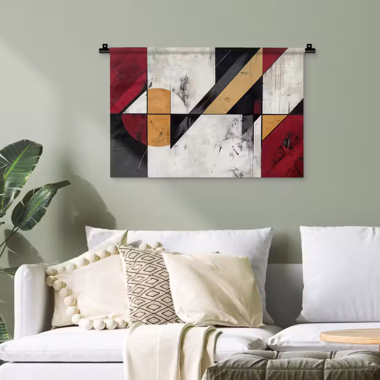 Modern - Abstract - Geometrisch - Rood - Industrieel Wandkleed katoen klein -sfeer7