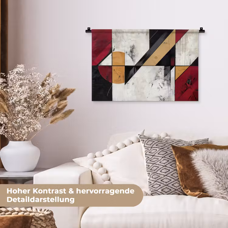 Modern - Abstract - Geometrisch - Rood - Industrieel Wandkleed katoen klein -tsfeer1_DE