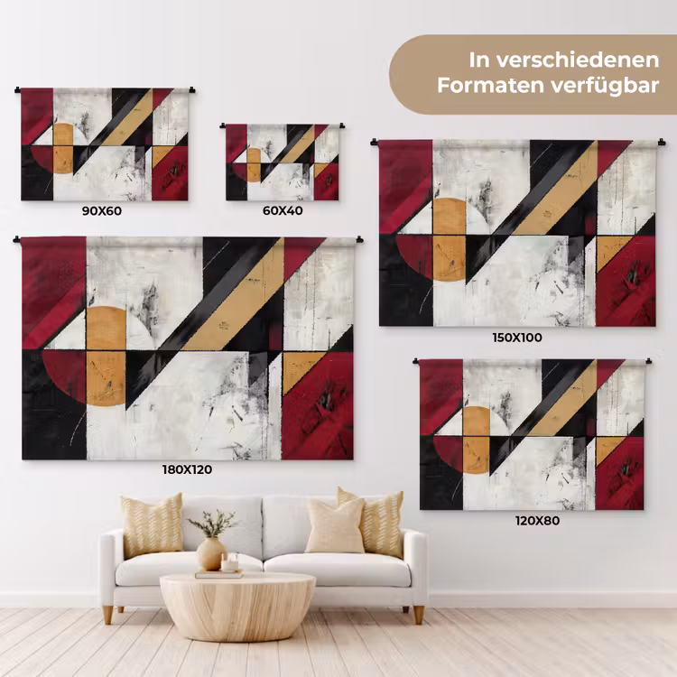 Modern - Abstract - Geometrisch - Rood - Industrieel Wandkleed katoen klein -tsfeer8_DE