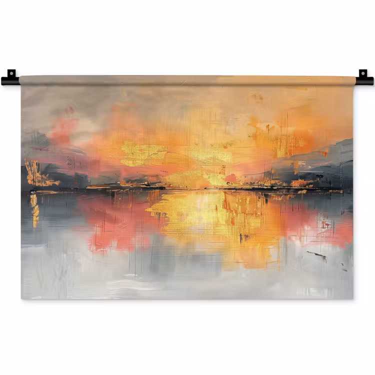 Modern - Abstract - Goud - Roze Wandkleed katoen klein -zz3d
