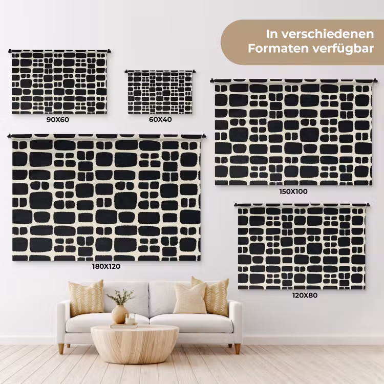 Modern - Organisch - Zwart Wandkleed katoen klein 269 -tsfeer8_DE