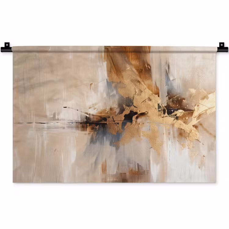 Modern - Bruin - Abstract - Beige Wandkleed katoen klein -zz3d