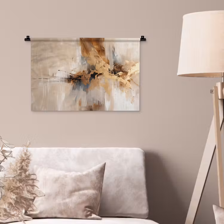Modern - Bruin - Abstract - Beige Wandkleed katoen klein -sfeer4