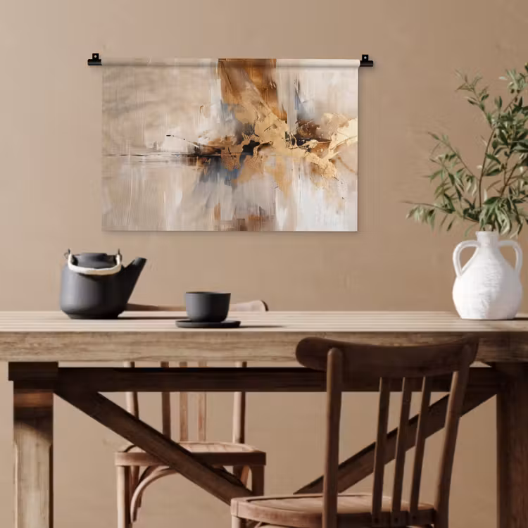 Modern - Bruin - Abstract - Beige Wandkleed katoen klein -sfeer6