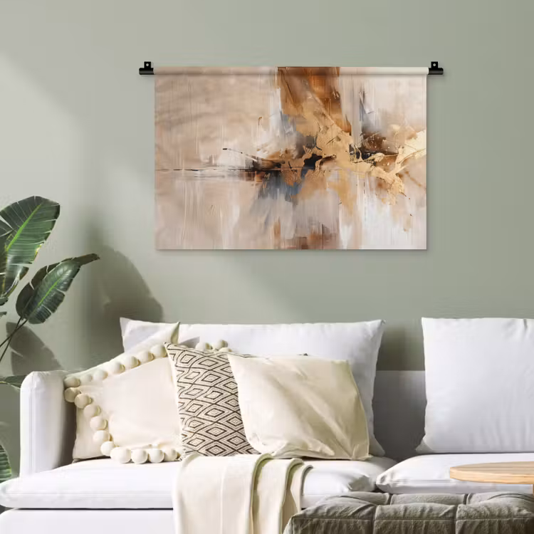 Modern - Bruin - Abstract - Beige Wandkleed katoen klein -sfeer7