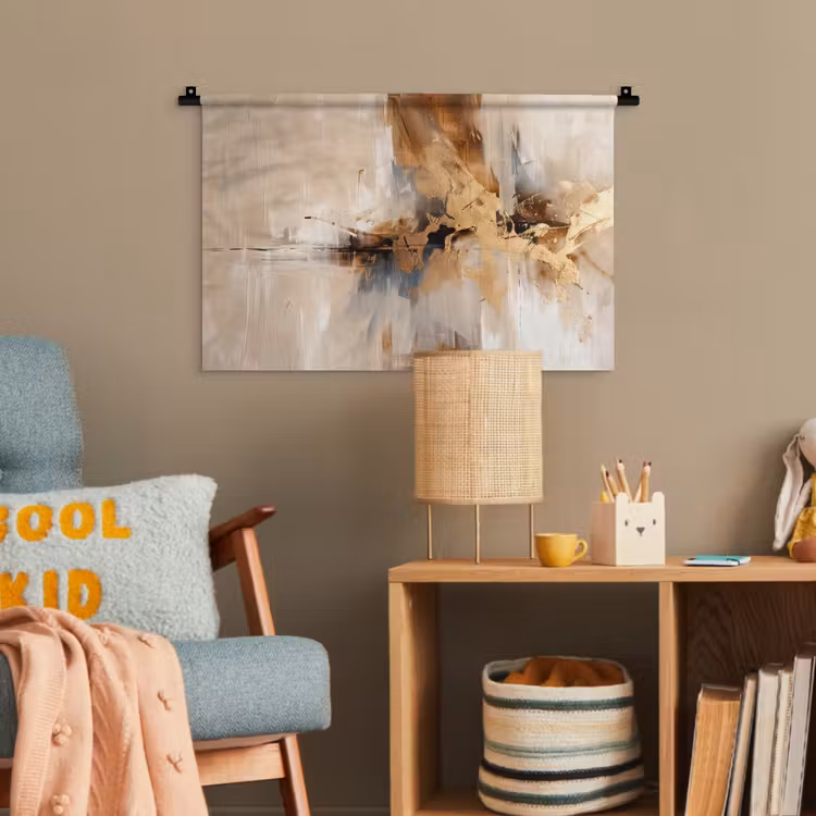 Modern - Bruin - Abstract - Beige Wandkleed katoen klein -wsfeer4_kind