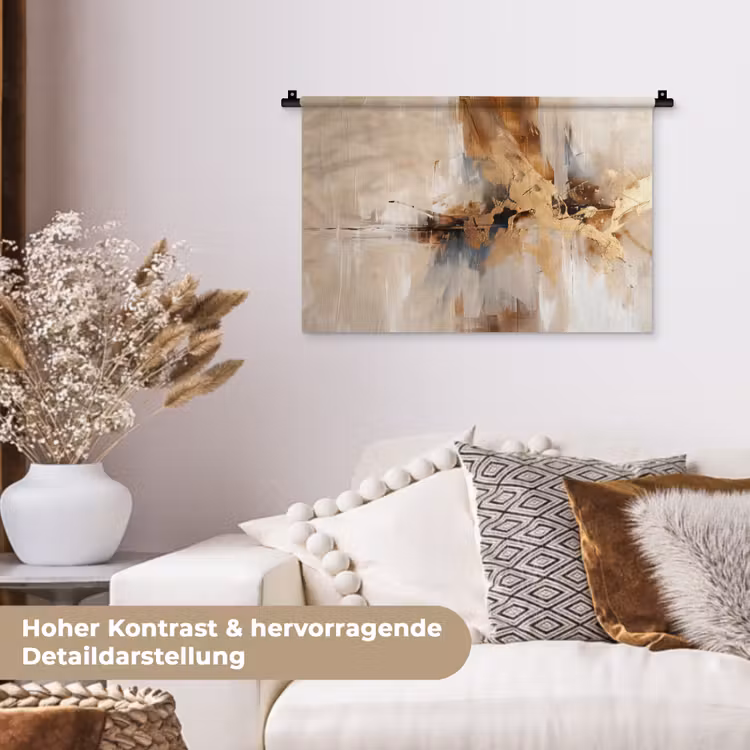Modern - Bruin - Abstract - Beige Wandkleed katoen klein -tsfeer1_DE