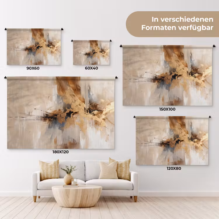 Modern - Bruin - Abstract - Beige Wandkleed katoen klein -tsfeer8_DE