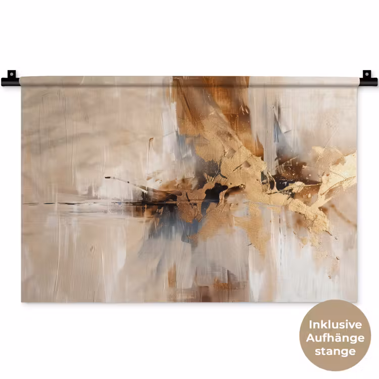 Modern - Bruin - Abstract - Beige Wandkleed katoen klein -t3d_DE