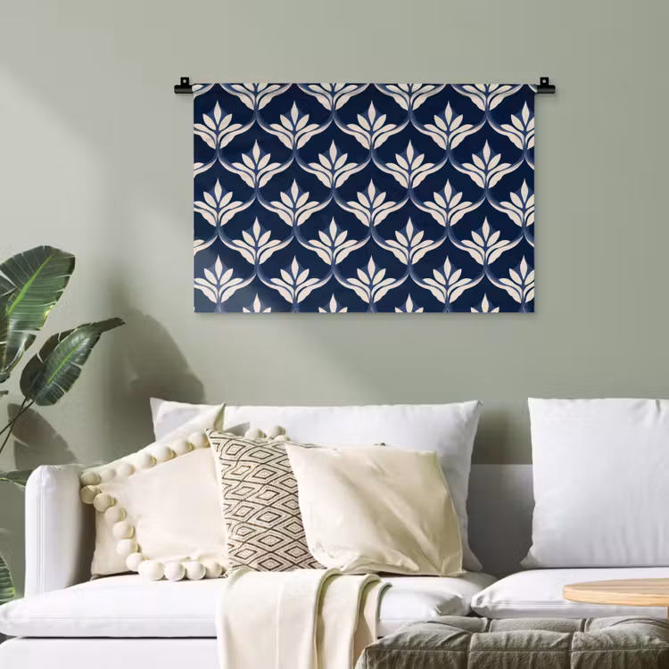 Modern - Ontwerp - Blauw Wandkleed katoen klein 269 -sfeer7