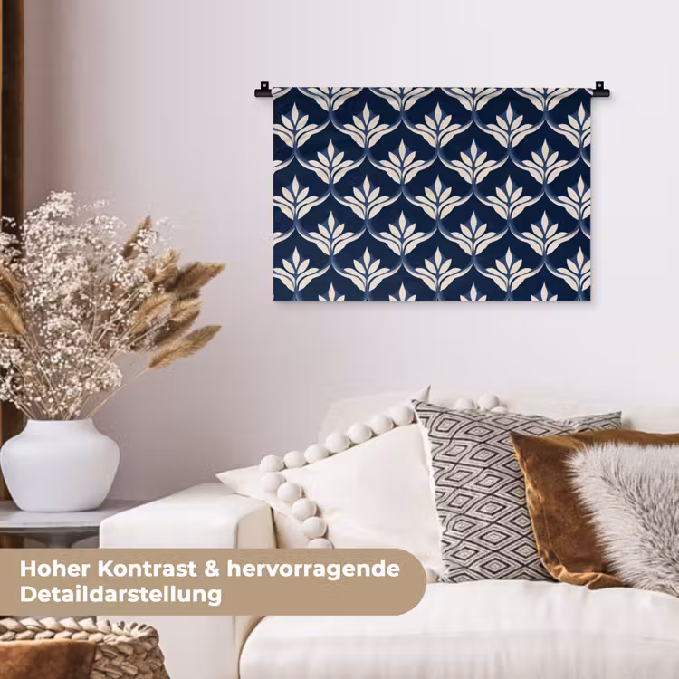 Modern - Ontwerp - Blauw Wandkleed katoen klein 269 -tsfeer1_DE
