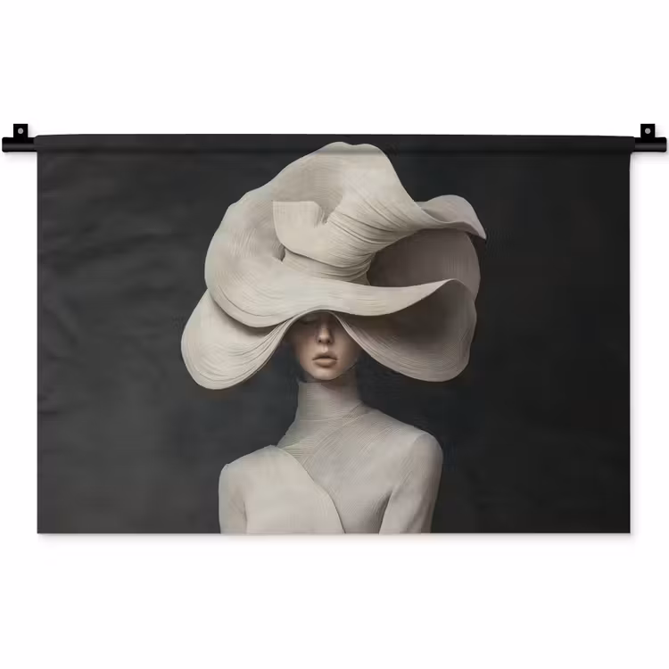 Modern - Vrouw - Hoed Wandkleed katoen klein -zz3d