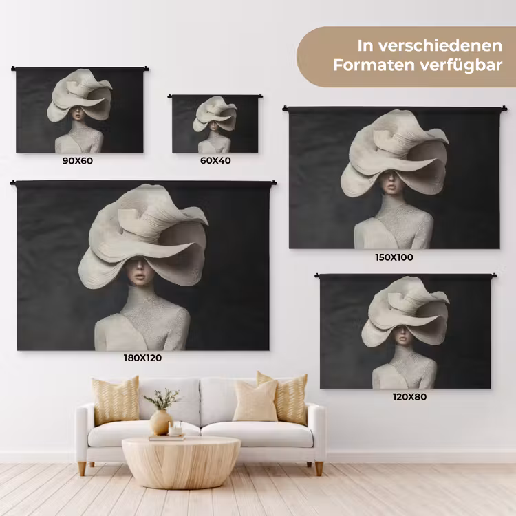 Modern - Vrouw - Hoed Wandkleed katoen klein -tsfeer8_DE