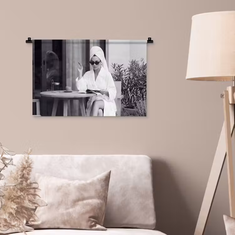 Modern - Vrouw - Zwart - Wit Wandkleed katoen klein -sfeer4
