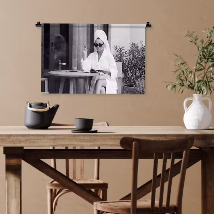 Modern - Vrouw - Zwart - Wit Wandkleed katoen klein -sfeer6