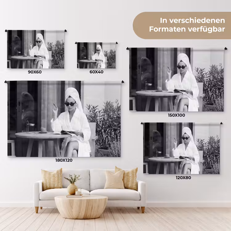 Modern - Vrouw - Zwart - Wit Wandkleed katoen klein -tsfeer8_DE