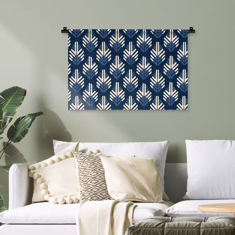 Modern - Patroon - Blauw Wandkleed katoen klein 269 -sfeer7