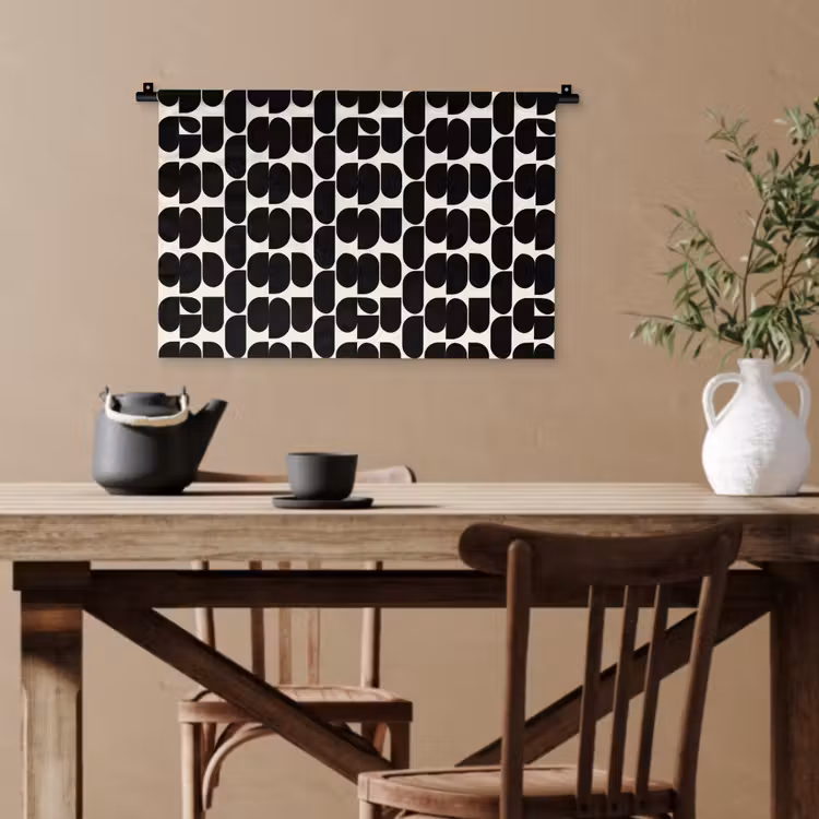 Modern - Patroon - Zwart Wandkleed katoen klein 269 -sfeer6
