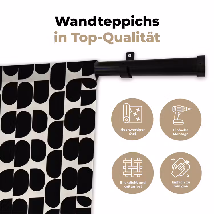 Modern - Patroon - Zwart Wandkleed katoen klein 269 -tsfeer2_DE