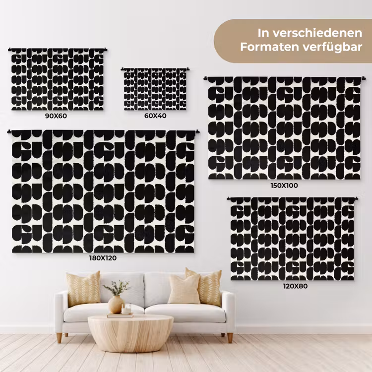 Modern - Patroon - Zwart Wandkleed katoen klein 269 -tsfeer8_DE