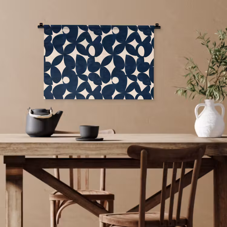 Modern - Geometrisch - Blauw Wandkleed katoen klein 269 -sfeer6