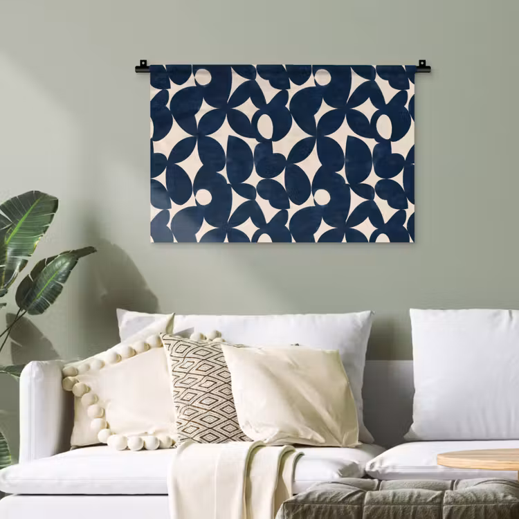 Modern - Geometrisch - Blauw Wandkleed katoen klein 269 -sfeer7
