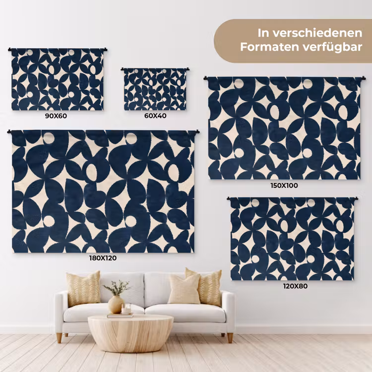 Modern - Geometrisch - Blauw Wandkleed katoen klein 269 -tsfeer8_DE