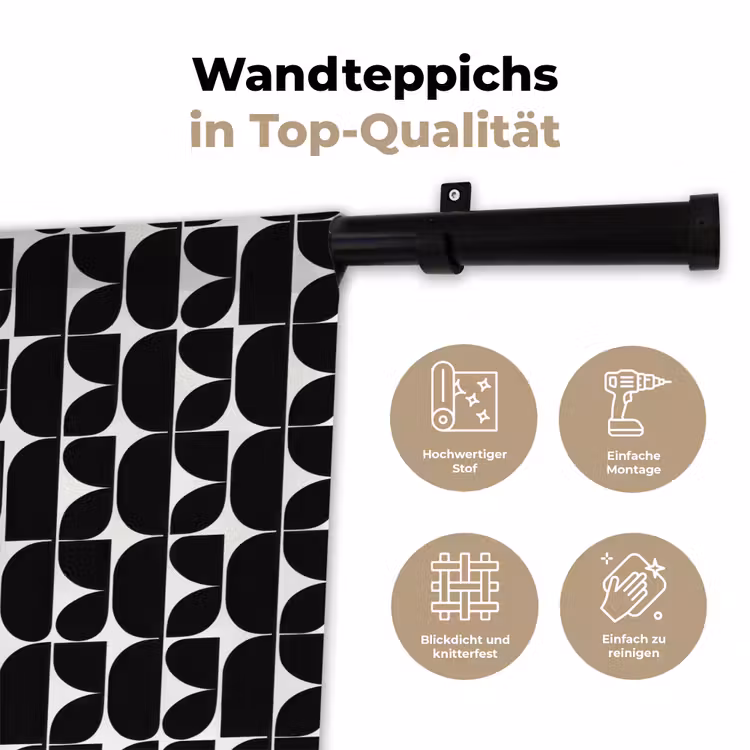 Modern - Geometrisch - Zwart Wandkleed katoen klein 269 -tsfeer2_DE