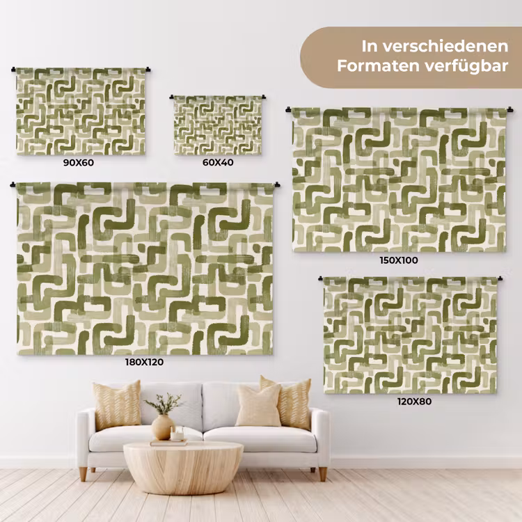 Modern - Grafisch - Groen Wandkleed katoen klein 269 -tsfeer8_DE