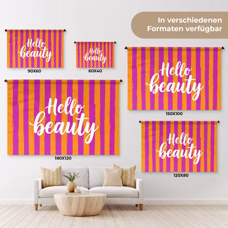 Modern - Hello - Oranje Wandkleed katoen klein -tsfeer8_DE