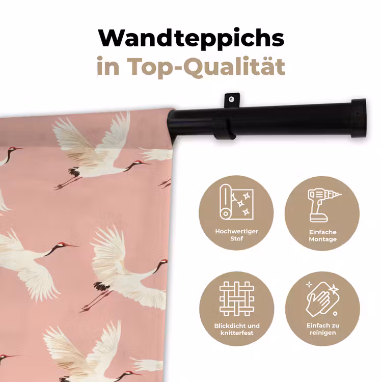 Modern - Kraanvogels - Roze Wandkleed katoen klein 269 -tsfeer2_DE