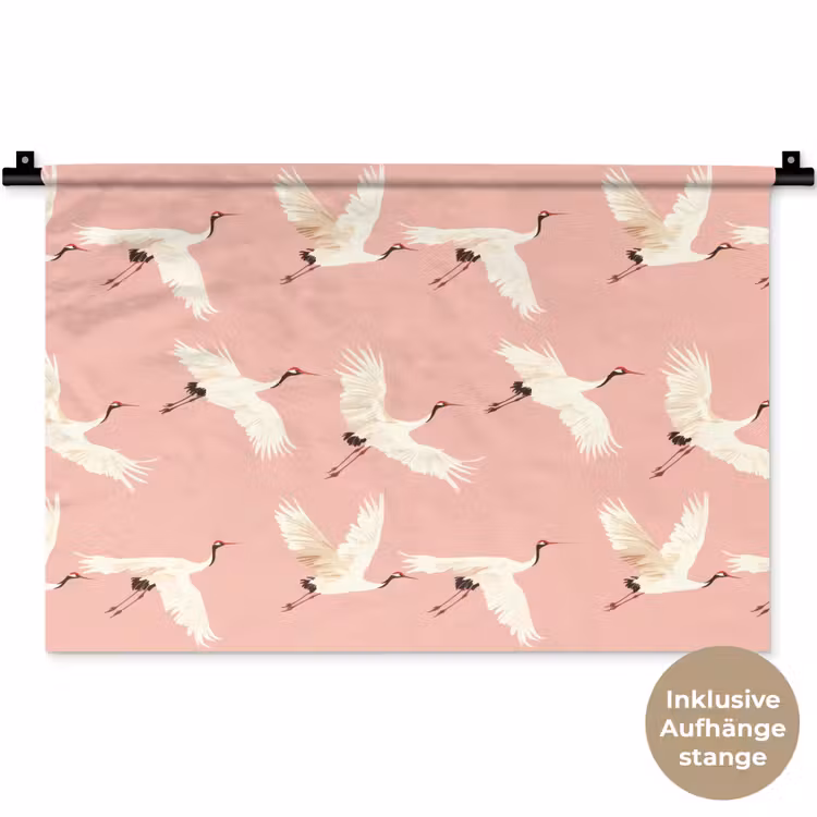 Modern - Kraanvogels - Roze Wandkleed katoen klein 269 -t3d_DE