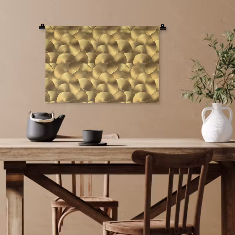 Modern - Cirkel - Goud Wandkleed katoen klein 269 -sfeer6